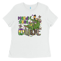 White mardi gras dude alligator Ladies Tee - MaliasSmallBusiness