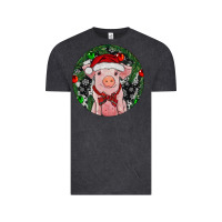 Vintage Black Sitting Pig Christmas Vintage Tee - RanaPortraitStore