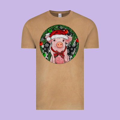 Sitting Pig Christmas Vintage Tee Designed By Ranaportraitstore