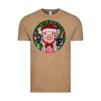 Vintage Coffee Sitting Pig Christmas Vintage Tee - RanaPortraitStore