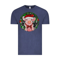 Vintage Denim Sitting Pig Christmas Vintage Tee - RanaPortraitStore