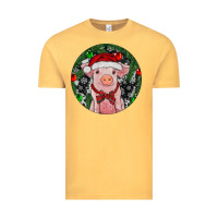 Vintage Mustard Sitting Pig Christmas Vintage Tee - RanaPortraitStore