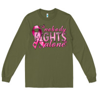 Army Green nobody fights alone cancer Long Sleeve Tee - NancyCooperArtShop