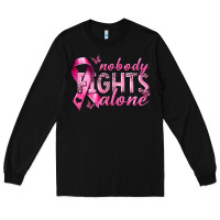 Black nobody fights alone cancer Long Sleeve Tee - NancyCooperArtShop