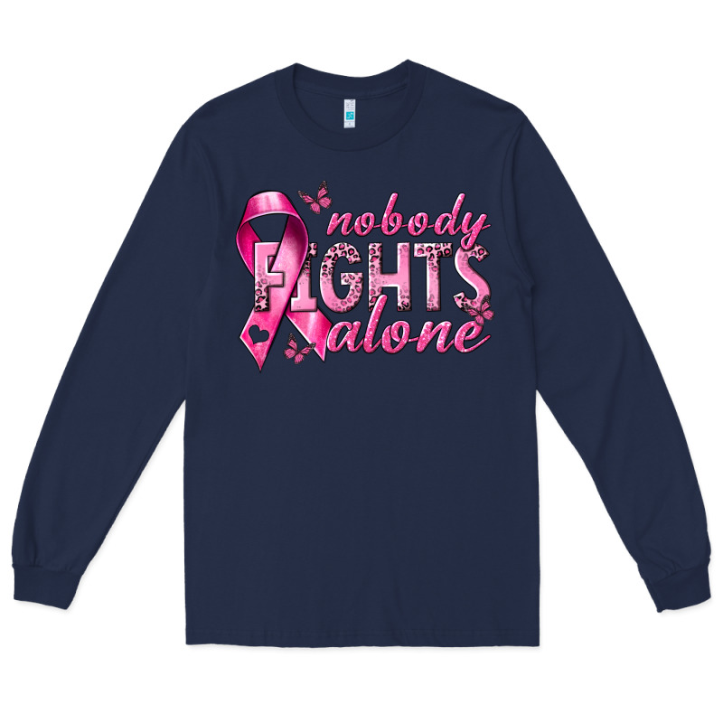 Nobody Fights Alone Cancer Long Sleeve Tee by NancyCooperArtShop | Teevron
