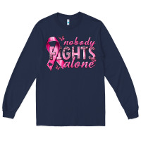 Navy nobody fights alone cancer Long Sleeve Tee - NancyCooperArtShop