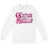 White nobody fights alone cancer Long Sleeve Tee - NancyCooperArtShop