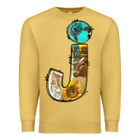 Antique Gold farm life alphabet lowercase letters j Premium Sweatshirt - BundleAndBundleShop