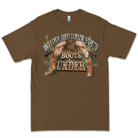 Cacao whose bed have your boots under cowboy western Premium Tee - NancyCooperArtShop