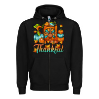 Black Thankful Thanksgiving Coffee Mug Zipper Hoodie - FaDigitalArtStudio