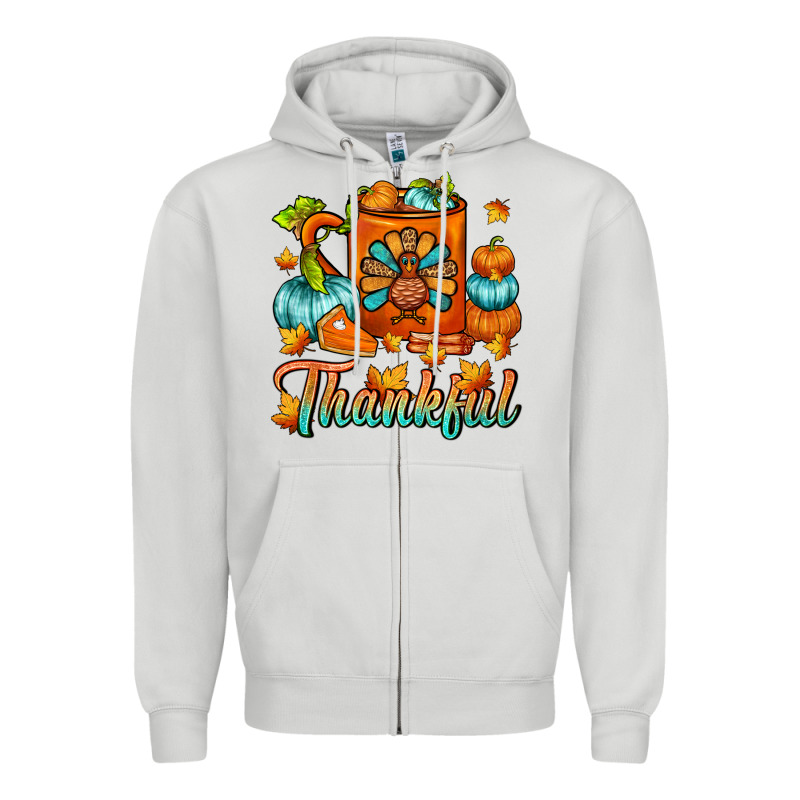 Thankful Thanksgiving Coffee Mug Zipper Hoodie by FaDigitalArtStudio | Teevron
