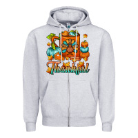 Heather Grey Thankful Thanksgiving Coffee Mug Zipper Hoodie - FaDigitalArtStudio