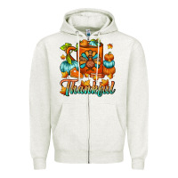 Oatmeal Heather Thankful Thanksgiving Coffee Mug Zipper Hoodie - FaDigitalArtStudio