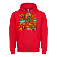 Red Thankful Thanksgiving Coffee Mug Zipper Hoodie - FaDigitalArtStudio