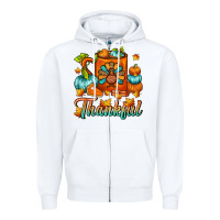 White Thankful Thanksgiving Coffee Mug Zipper Hoodie - FaDigitalArtStudio