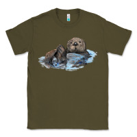 Army Green california sea otter Classic Tee - LillyAllenDesigns