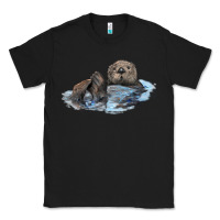 Black california sea otter Classic Tee - LillyAllenDesigns