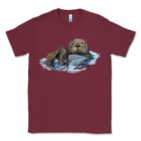 Burgundy california sea otter Classic Tee - LillyAllenDesigns