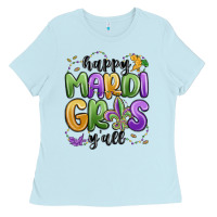Baby Blue happy mardi gras y'all Ladies Tee - MaliasSmallBusiness