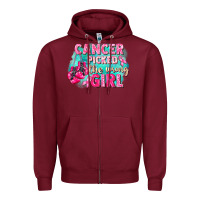 Burgundy Cancer picked the wrong girl Breast Cancer Zipper Hoodie - FaDigitalArtStudio