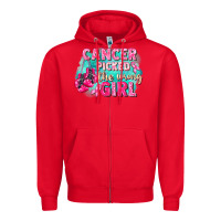 Red Cancer picked the wrong girl Breast Cancer Zipper Hoodie - FaDigitalArtStudio