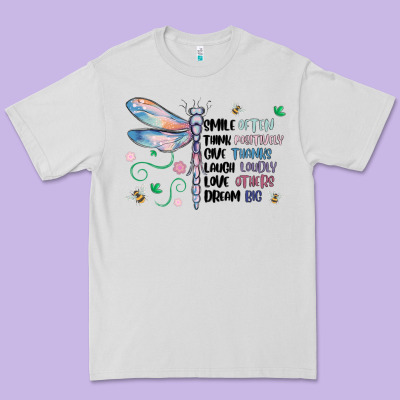Dragonfly Smile Tink Give Laugh Love Dream Premium Tee Designed By Maliassmallbusiness