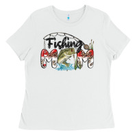 White fishing mom Ladies Tee - MaliasSmallBusiness
