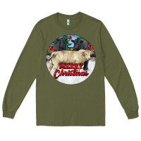 Army Green Merry Christmas Charolais Bull Long Sleeve Tee - RanaPortraitStore