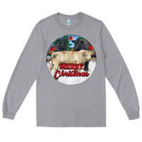 Heather Grey Merry Christmas Charolais Bull Long Sleeve Tee - RanaPortraitStore