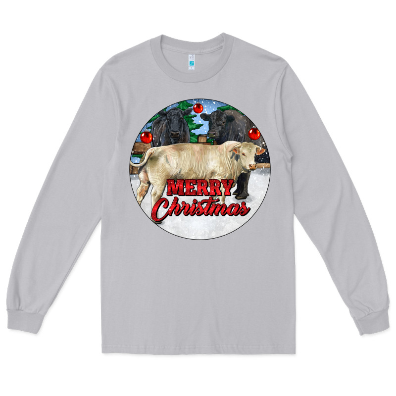 Merry Christmas Charolais Bull Long Sleeve Tee by RanaPortraitStore | Teevron
