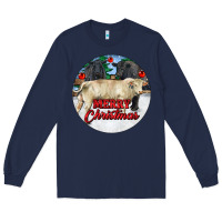 Navy Merry Christmas Charolais Bull Long Sleeve Tee - RanaPortraitStore