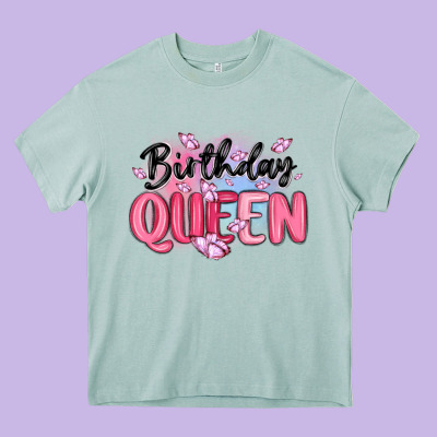 Birthday Queen Heavy Core Tee Designed By Maliassmallbusiness