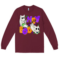 Burgundy Hey Boo with Ghost Cats Long Sleeve Tee - texasbilliewilder