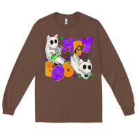 Chestnut Hey Boo with Ghost Cats Long Sleeve Tee - texasbilliewilder