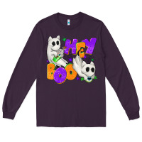 Plum Hey Boo with Ghost Cats Long Sleeve Tee - texasbilliewilder