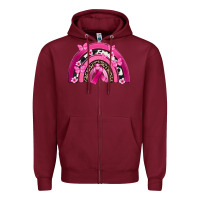 Burgundy Breast Cancer rainbow Zipper Hoodie - FaDigitalArtStudio