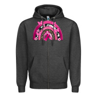 Charcoal Heather Breast Cancer rainbow Zipper Hoodie - FaDigitalArtStudio