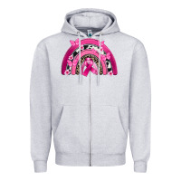 Heather Grey Breast Cancer rainbow Zipper Hoodie - FaDigitalArtStudio