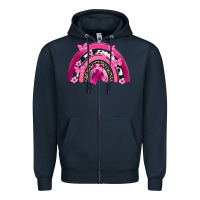 Navy Breast Cancer rainbow Zipper Hoodie - FaDigitalArtStudio