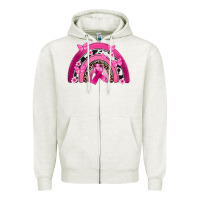 Oatmeal Heather Breast Cancer rainbow Zipper Hoodie - FaDigitalArtStudio
