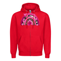 Red Breast Cancer rainbow Zipper Hoodie - FaDigitalArtStudio