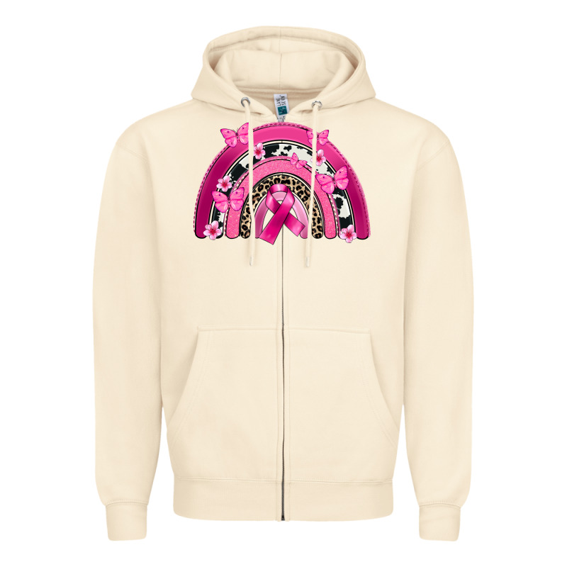 Breast Cancer Rainbow Zipper Hoodie by FaDigitalArtStudio | Teevron