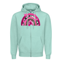 Seafoam Breast Cancer rainbow Zipper Hoodie - FaDigitalArtStudio