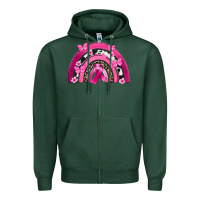 Sports Green Breast Cancer rainbow Zipper Hoodie - FaDigitalArtStudio