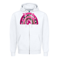 White Breast Cancer rainbow Zipper Hoodie - FaDigitalArtStudio