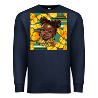 Navy juneteenth afro girl seamless pattern Premium Sweatshirt - BundleAndBundleShop