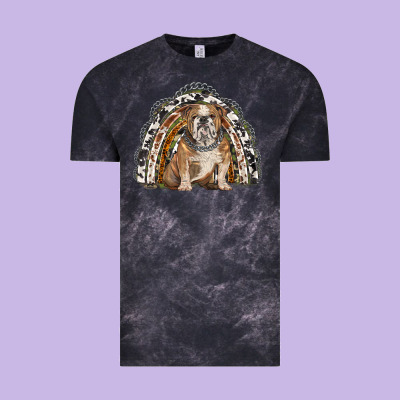 English Bulldog Rainbow Vintage Tee Designed By Barkaloodesign
