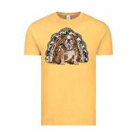 Vintage Mustard english bulldog rainbow Vintage Tee - BarkalooDesign