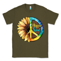 Army Green Hippie Soul with Sunflower and Leopard Background Classic Tee - JahusDesignShop