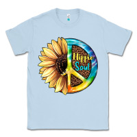 Dusty Blue Hippie Soul with Sunflower and Leopard Background Classic Tee - JahusDesignShop